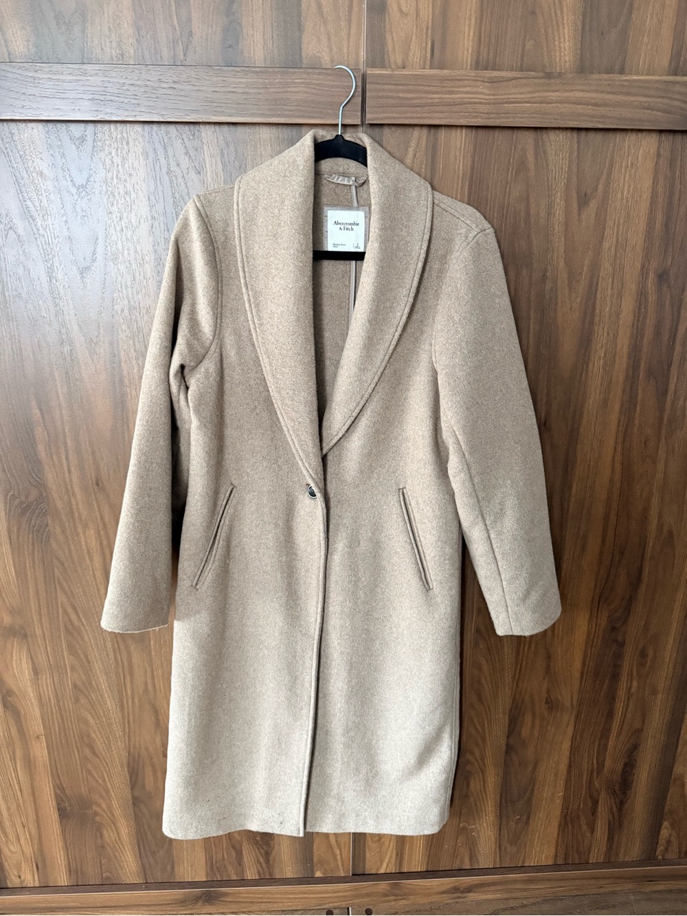 Abercrombie & Fitch Camel Shawl-Collar Trench Coat